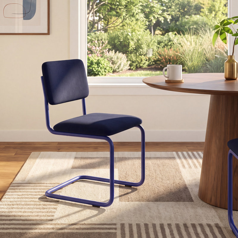 Walsh Tonal Velvet Dining Chair, Bella Ink Blue