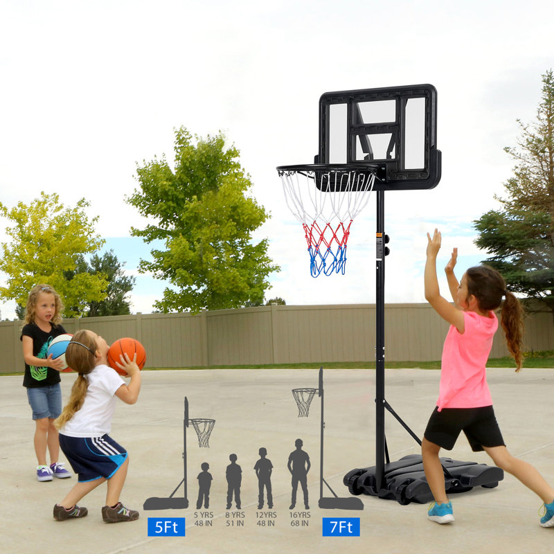 Hauteur réglable de 5 à 7 pi, panier de basketball portatif extérieur