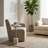 Accent Table Travertine Stone Iron Modern for Living Room Bedroom Office - 22" Ivory & Tan-1219376024
