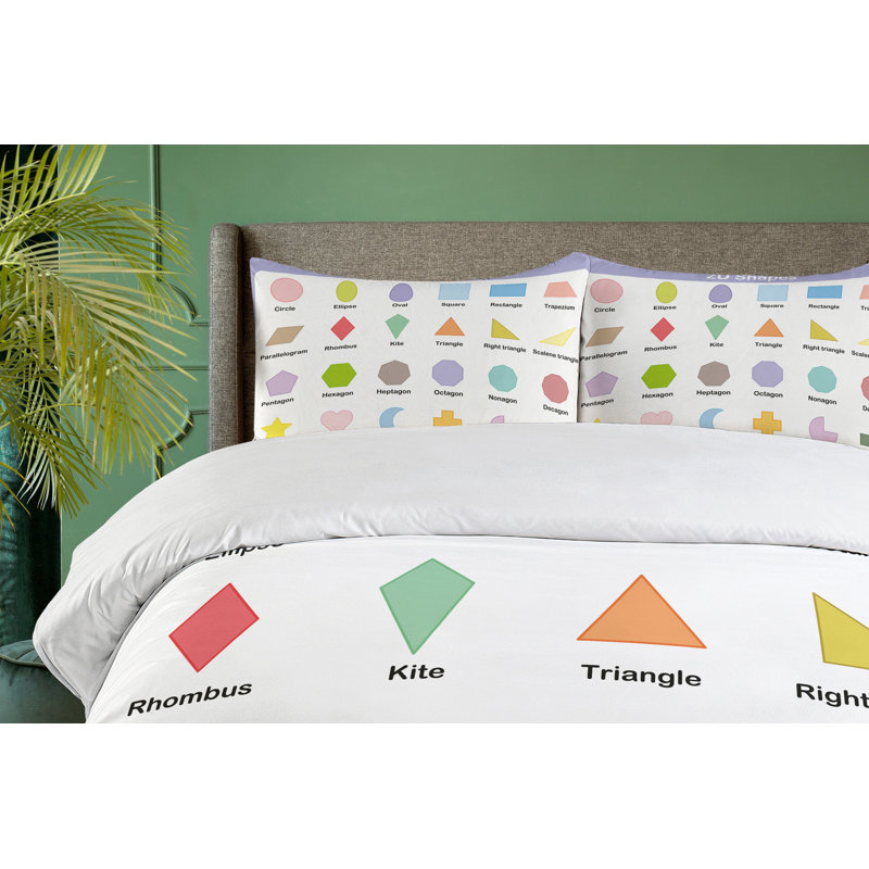 Educational Multicolor Microfiber Queen Duvet Cover Set
