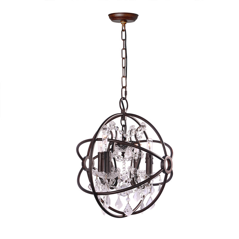 Neida 4 - Light Dimmable Globe Chandelier, Clear Crystals