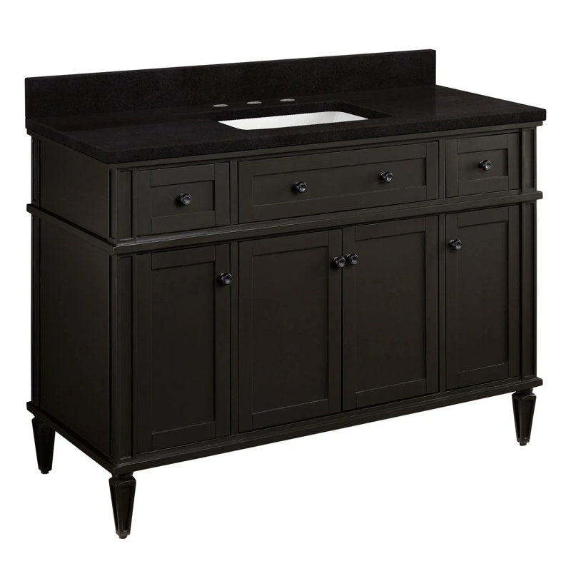 48" Elmdale Single Bathroom Vanity Set with Rectangular Undermount Sink, 8" Widespread, Feathered White Quartz