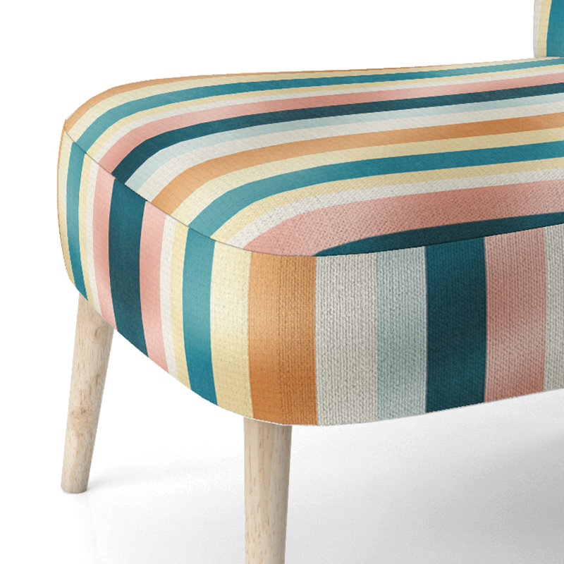 Fauteuil d'appoint rembourré avec motif à rayures Retro Revival