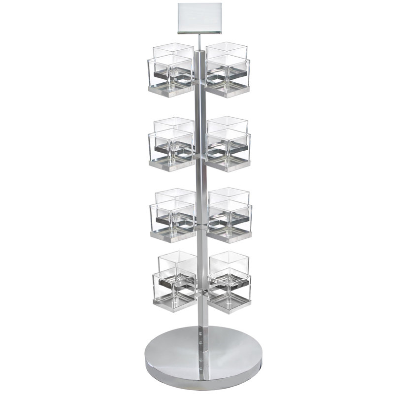 Chrome Arm Cube Bin Floor Tower Display
