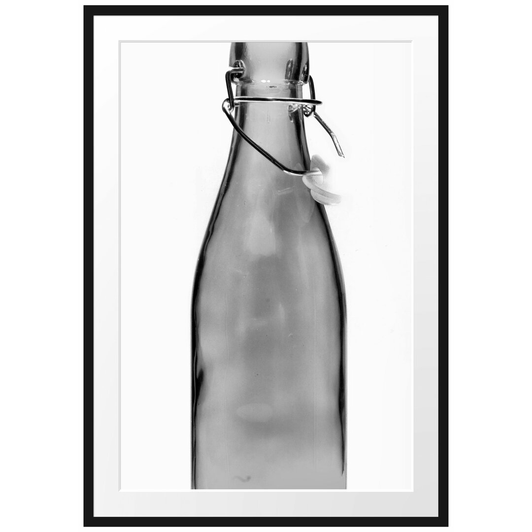 Gerahmtes Poster Blaue Glasflasche