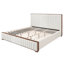 Grand lit rembourré beige et noyer Kaleea
