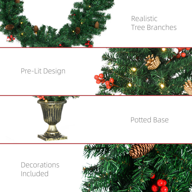 Ensemble de Noël, couronne de guirlande et ensemble de 2 arbres d'entrée, pour un décor de Noël festif