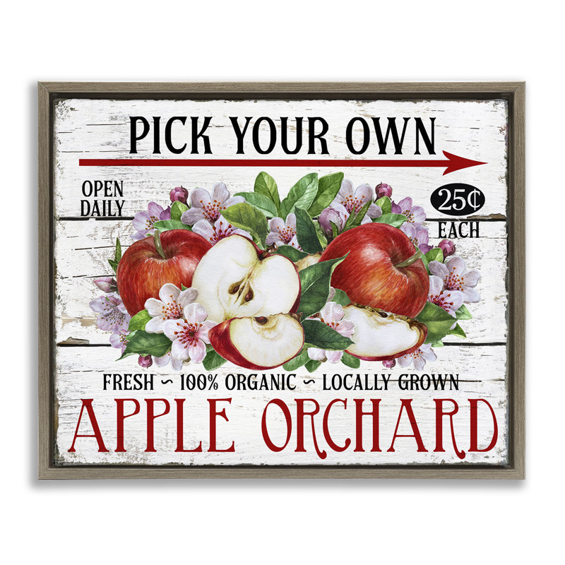  Pick Your Own Apples Framed Floater Canvas Wall Art by Creatif Belle, H 17 po x l 21 po, Cadre flottant orme Montalcino