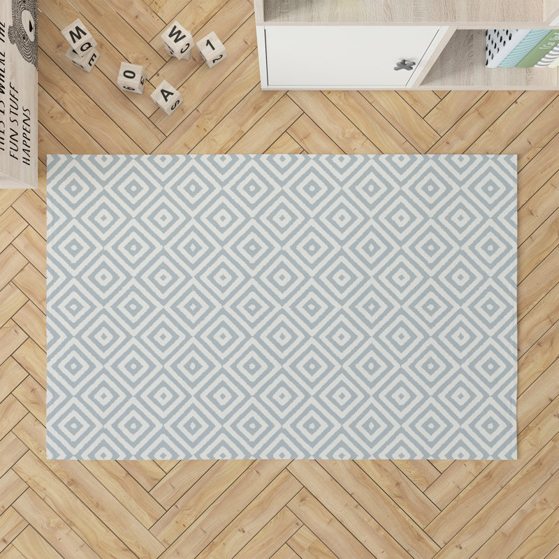 Ikat Eye Kids Play Mat, Slate Blue/Blue, Rectangle 3' x 5'