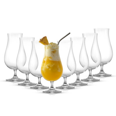 JoyJolt Large Crystal Glass Hurricane Cocktail Glasses - 21 oz - Set of 8
