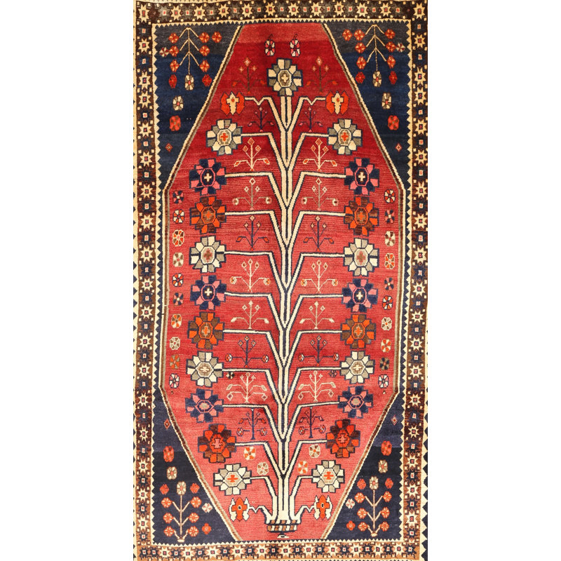 Tapis traditionnel rouge / brun Siyeh, Rectangle 2 pi x 4 pi