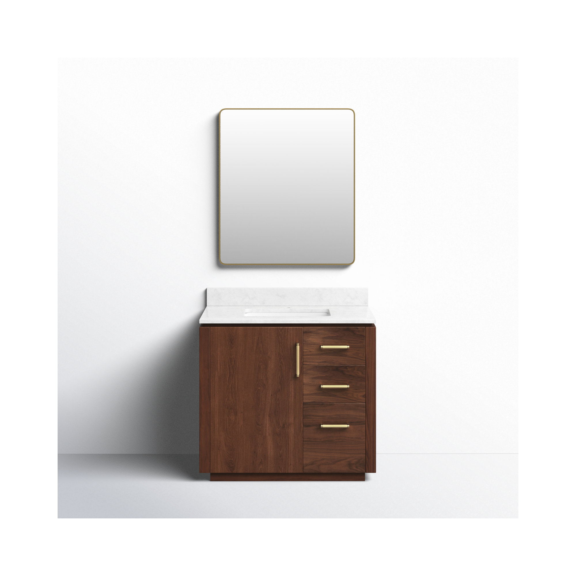 Cloverfield 36'' Single Bathroom Vanity, Natural Walnut, Gold
