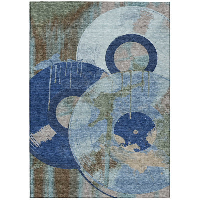 Machine Washable Indoor/Outdoor Chantille ACN2612 Novelty Rug, Blue, 2'6" x 3'10"