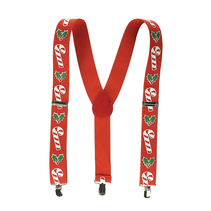 Christmas Candy Cane & Holly Suspender