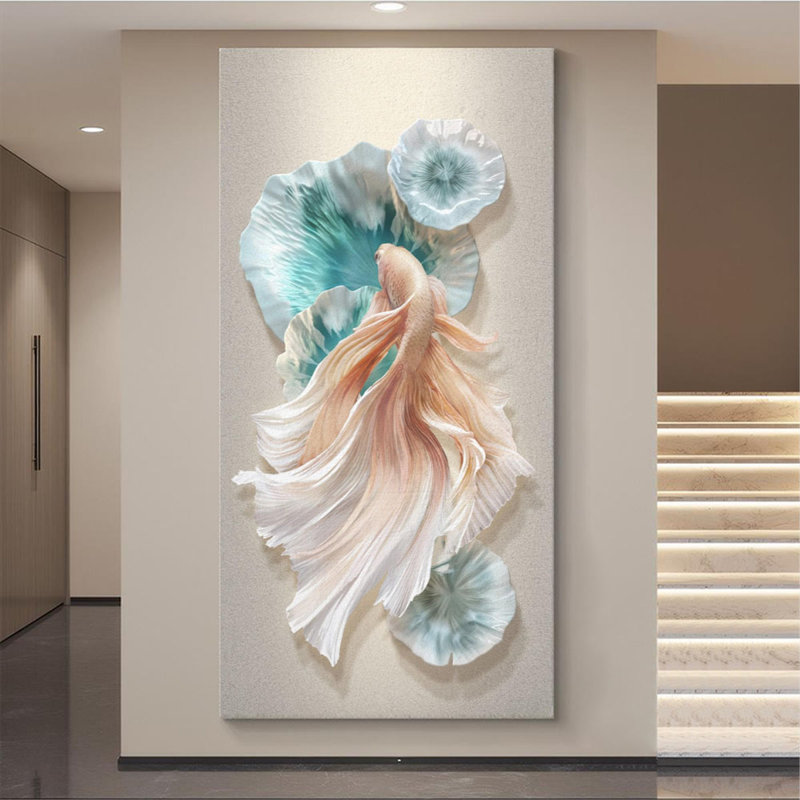Peinture luxueuse sans cadre, H 55,12 po x l 27,56 po x P 1,97 po, Blanc / rose / bleu