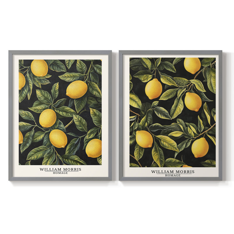 WM MORRIS Series DLXXIX-Premium Framed Print -Ready to Hang - No Nails Required - No Nails Required, 11" H  x 18" W, Green