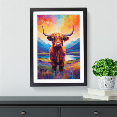 Highland Cow Futurism Art - Framed Print