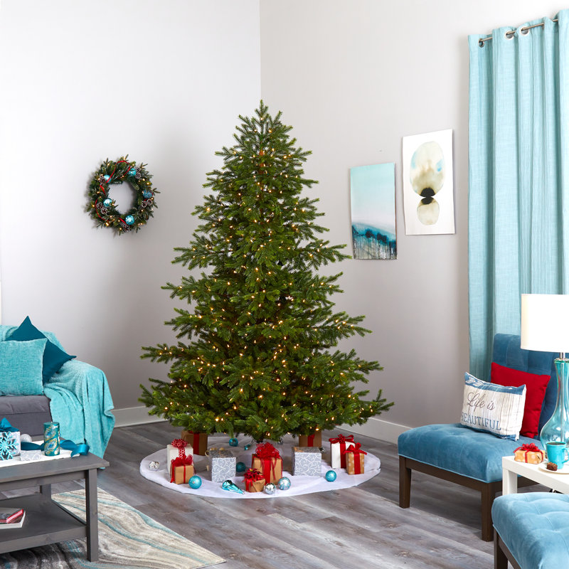 Arbre de Noël artificiel épinette vert 7,5 'avec 650 lumières claires