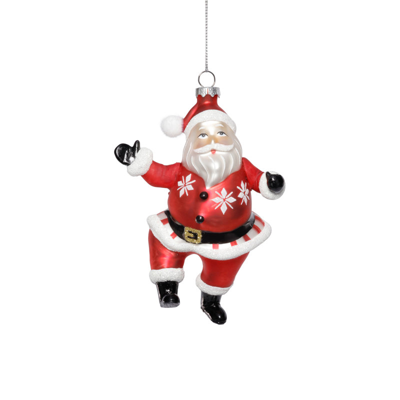 Ornements suspendus en verre Père Noël dansant en verre, ensemble de 6