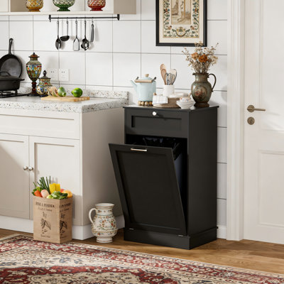 Armoire poubelle multifonctionnelle avec tiroir et rangement