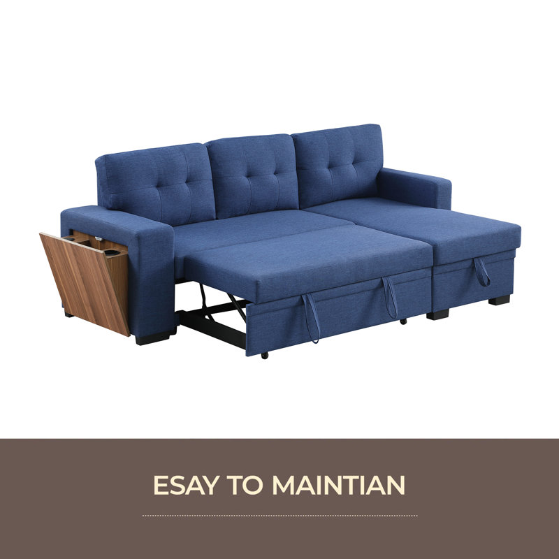 3 - Piece Upholstered Sectional, Blue Linen