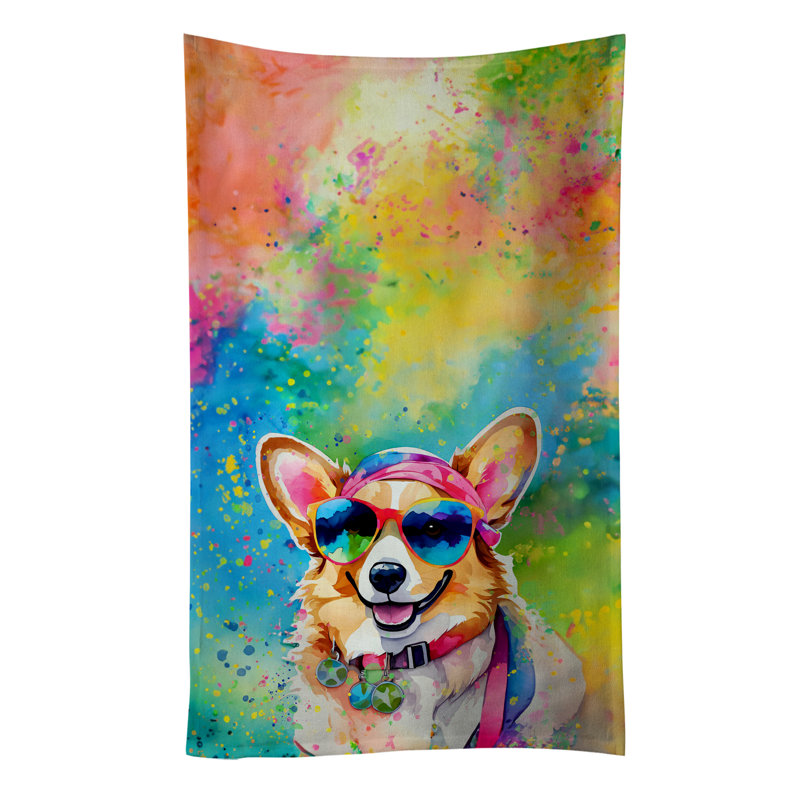 Serviette de cuisine Corgi Hippie Dawg