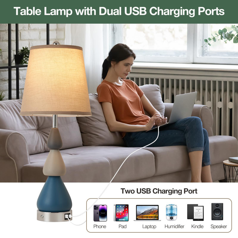 Lampe de table USB en métal Haldeman