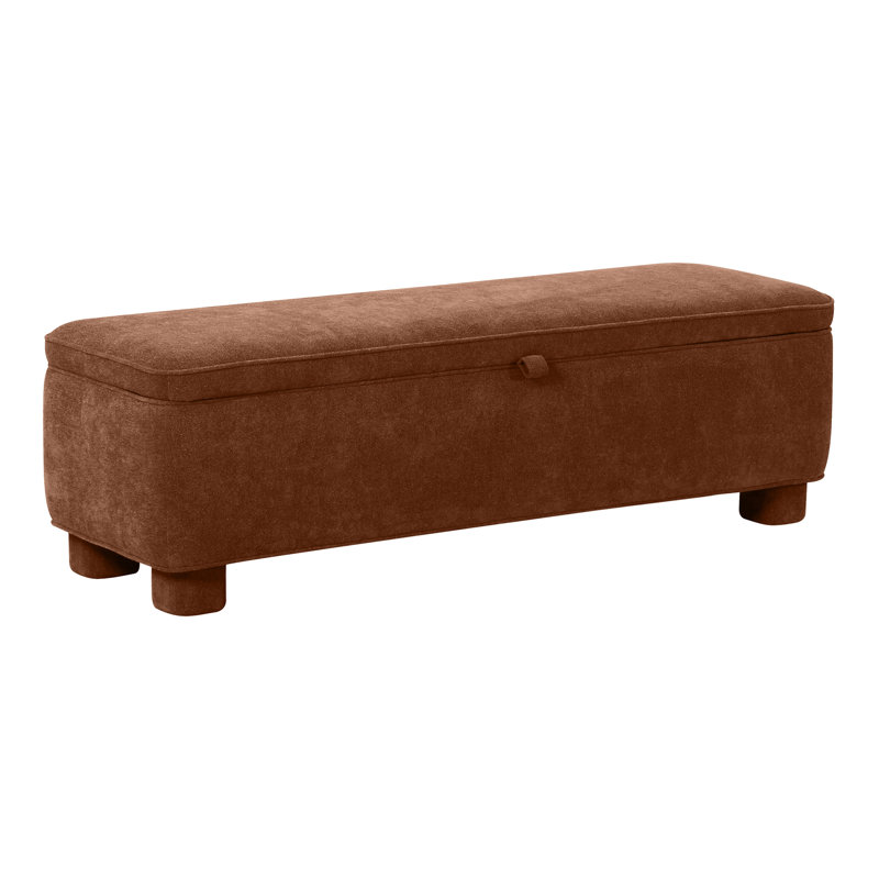 Grant Polyester Blend Upholstered Storage Bench, Deep Orange Tweed