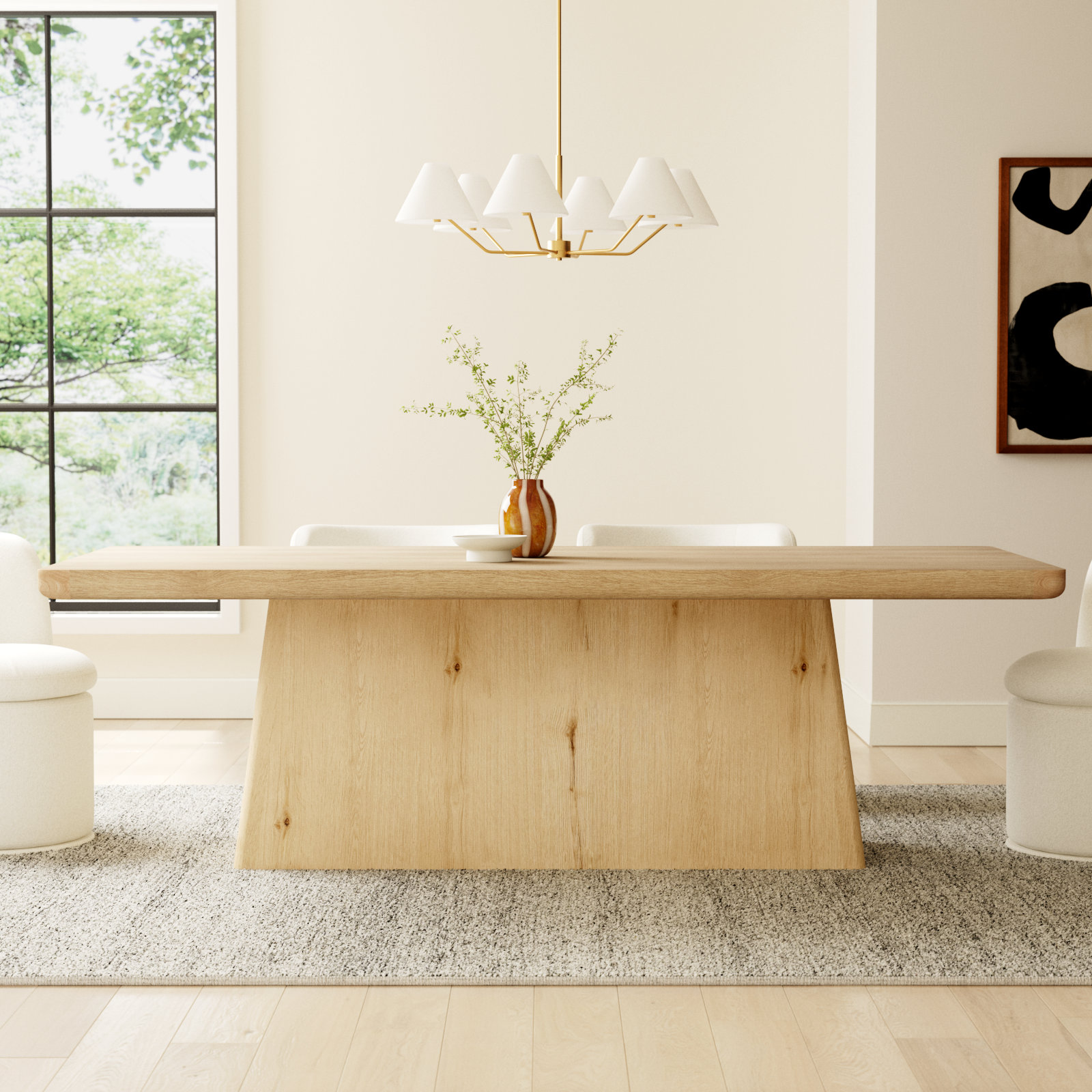 Lowell Oak Dining Table, Natural, 30" H x 95" L x 42" W