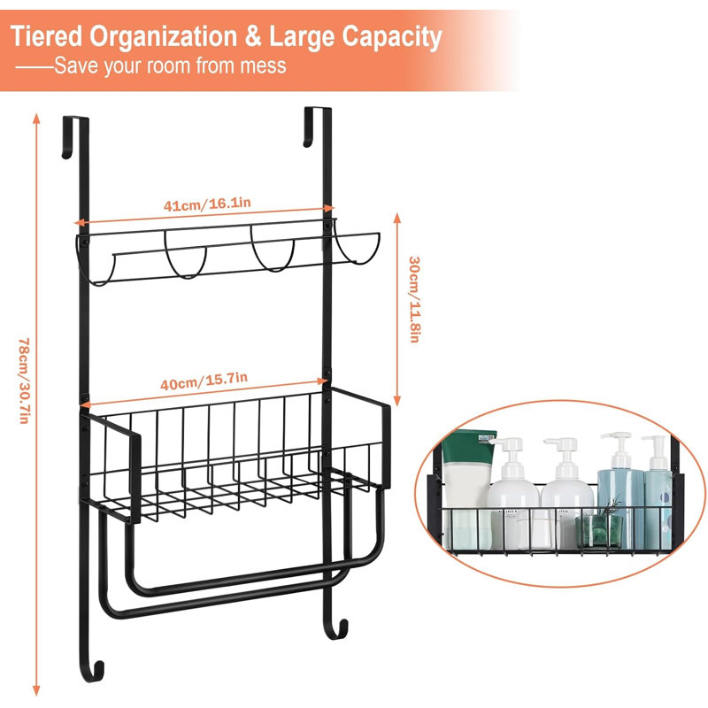 Door Rack: Tiered Storage & Space - Saving Black, Matte Black