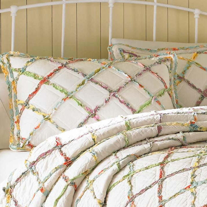 Laura Ashley Ruffle Garden Ruffled 100% Cotton Quilted Sham