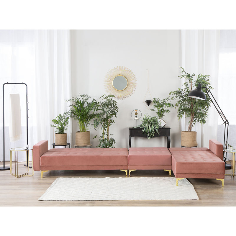 Cuaron 5 Seater Velvet Corner Sofa , Right Hand Facing