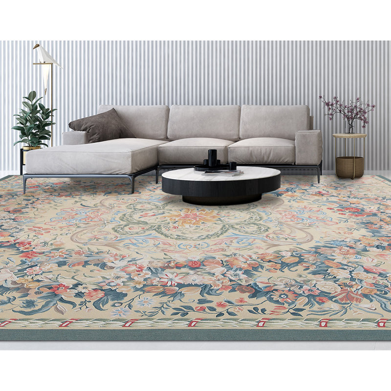 Hand-Knotted High-Quality Beige and Blue Area Rug