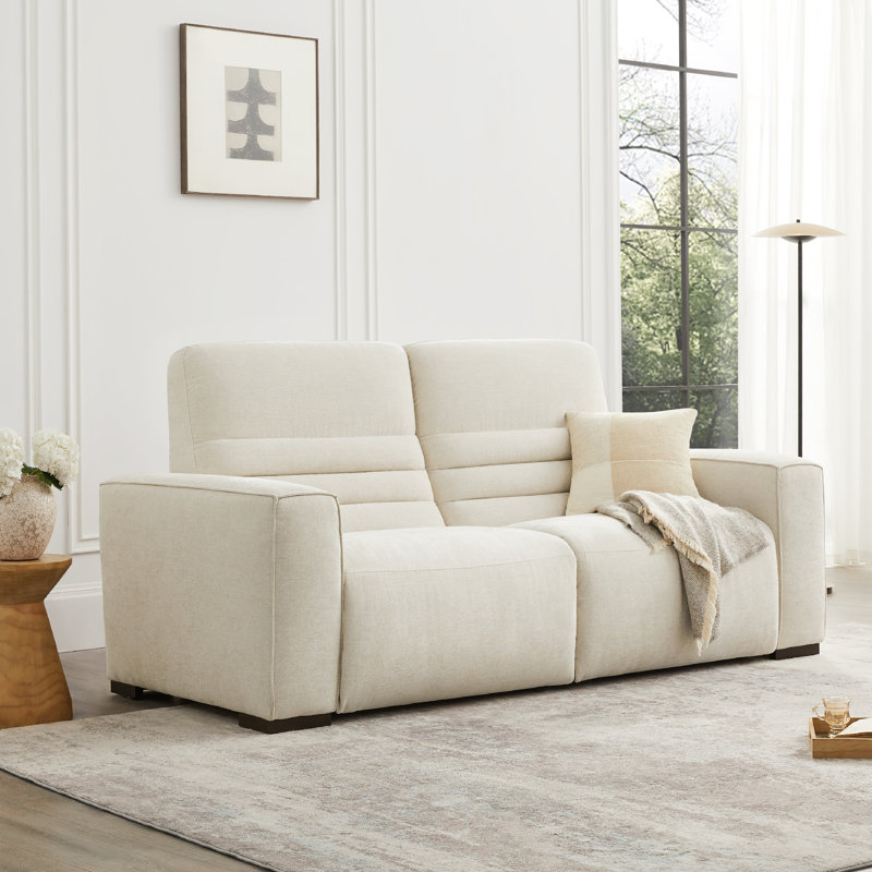 Archer 81'' Power Reclining Sofa with Channel Back, Milo Linen Chenille