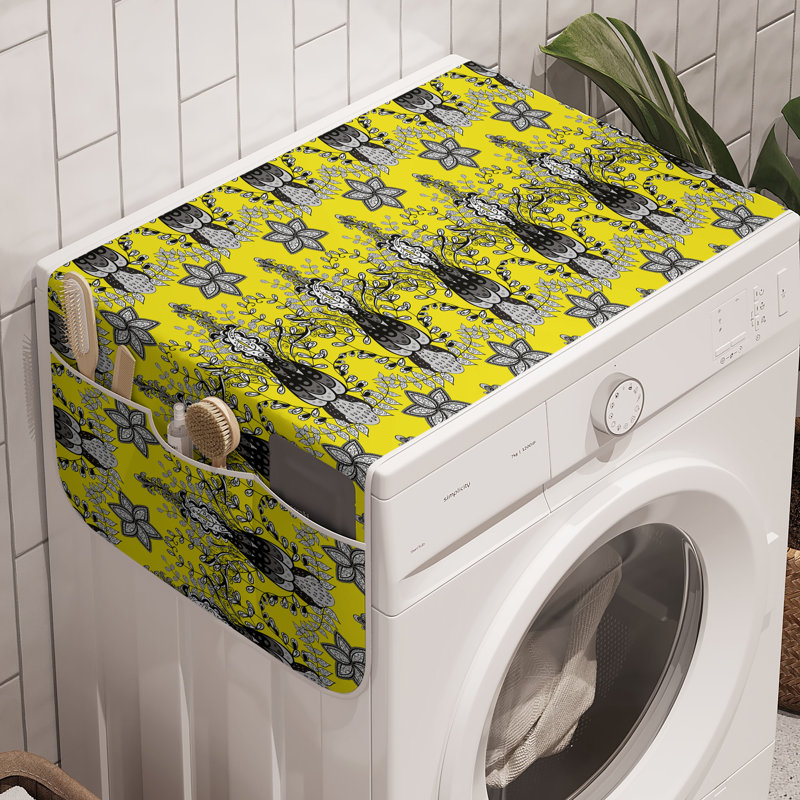East Urban Home Ethnic Washing Machine Organizer Pack of 2 47" x 18.5" Charcoal Grey White