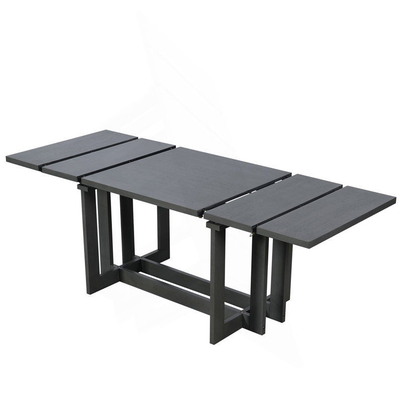 Ensemble de table de salle à manger extensible de 82 pouces avec table à tréteaux Rustic, Gris