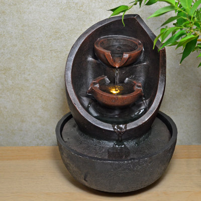 Roclincourt Weather Resistant Table Top Fountain with Light