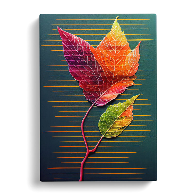 Abstract Leaf Stripes - Wrapped Canvas Print, 50cm H x 35cm W x 3cm D