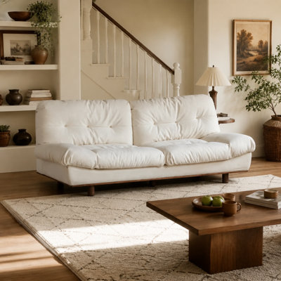 Modern Family Style Sofa with Soft Polyester Upholstery Comfortable and Stylish Seating for Living Room Home Use