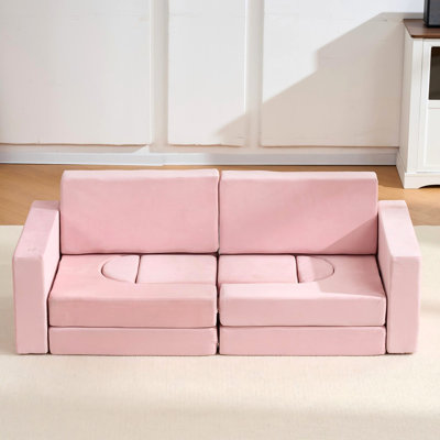 Canapé modulaire pour enfants 14 pièces, canapé modulaire pour enfant, ensemble de jeu polyvalent pour blocs de construction pour tout-petits pour chambre à coucher, mousse convertible et coussin de plancher pour les cadeaux des garçons et des filles