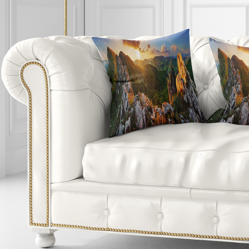Coussin Panorama Mountains, 16 po x 16 po, Coussin décoratif