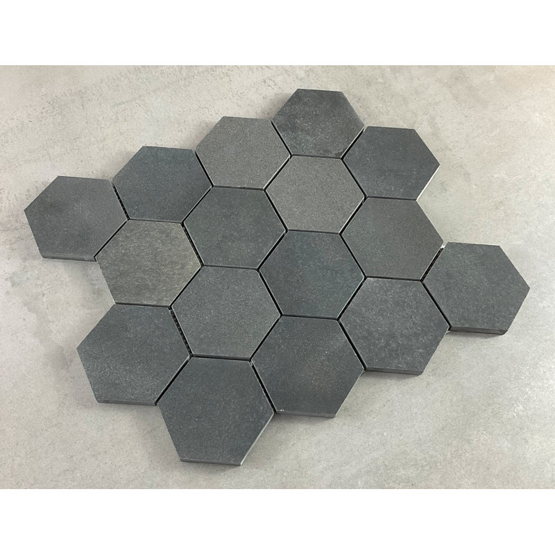 3" x 3" Marble Honeycomb Mosaic Wall and Floor Tiles, Andesite Gray
