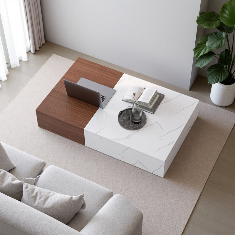 Modern Style Coffee Table With Two Storage Spaces