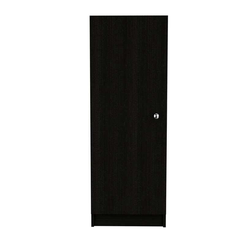 Armoire de rangement à porte simple avec quatre tablettes intérieures Belleria, Noir