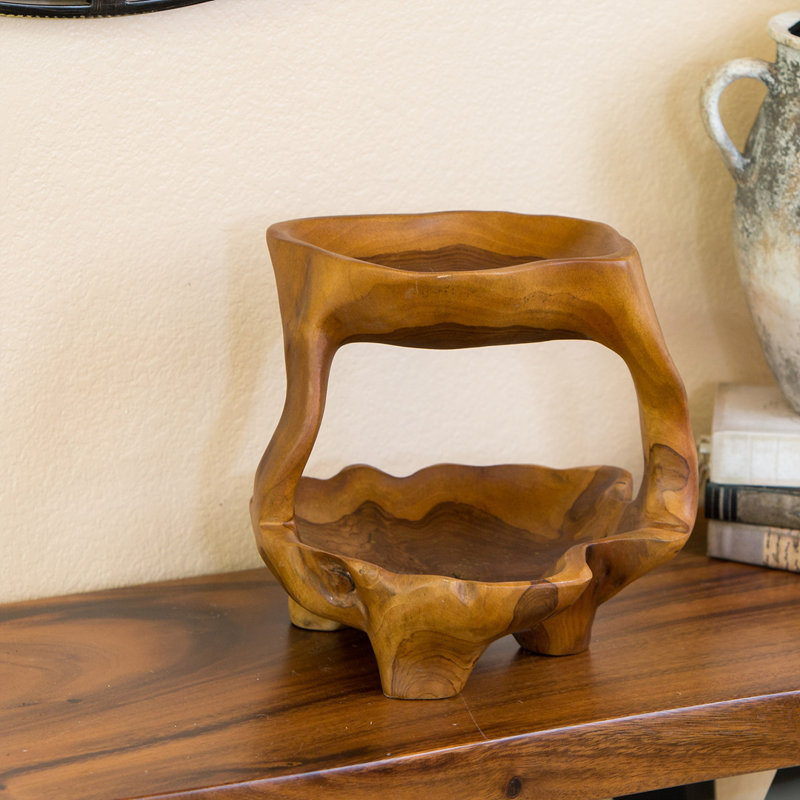 2 Tier Teak Tray 11 x 9 x 12"H