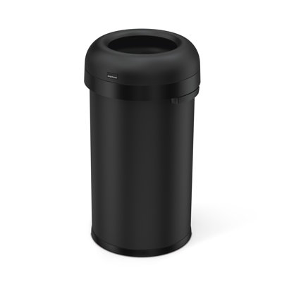 60L bullet open can, matte black heavy-gauge steel