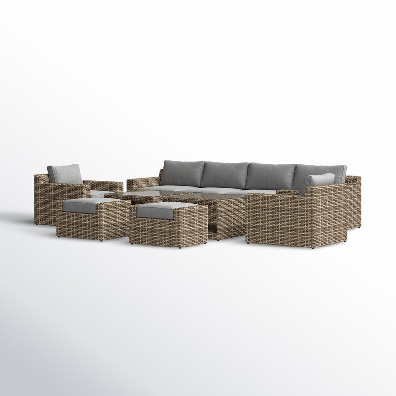 8 - Person Patio Conversation Set with Cushions, Gray