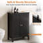 Armoire de salle de bain noire 23,62 "avec 2 portes et 3 tablettes