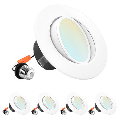 4" Selectable CCT Remodel IC Gimbal LED Retrofit Recessed Lighting Kit
