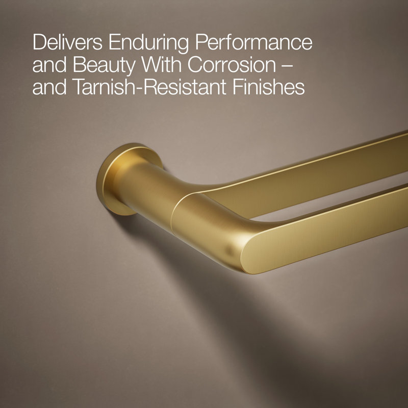 Avid 24-In Double Towel Bar, Vibrant Brushed Moderne Brass